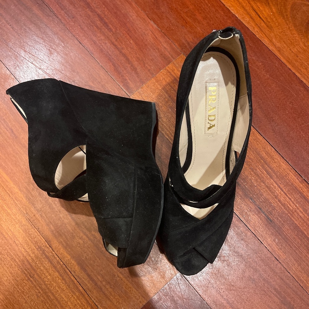 Prada suede wedges